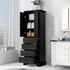 Storage Cabinet with 2 Doors and 4 Drawers for Bathroom, Office, Adjustable Shelf, MDF Board with Painted Finish, Black