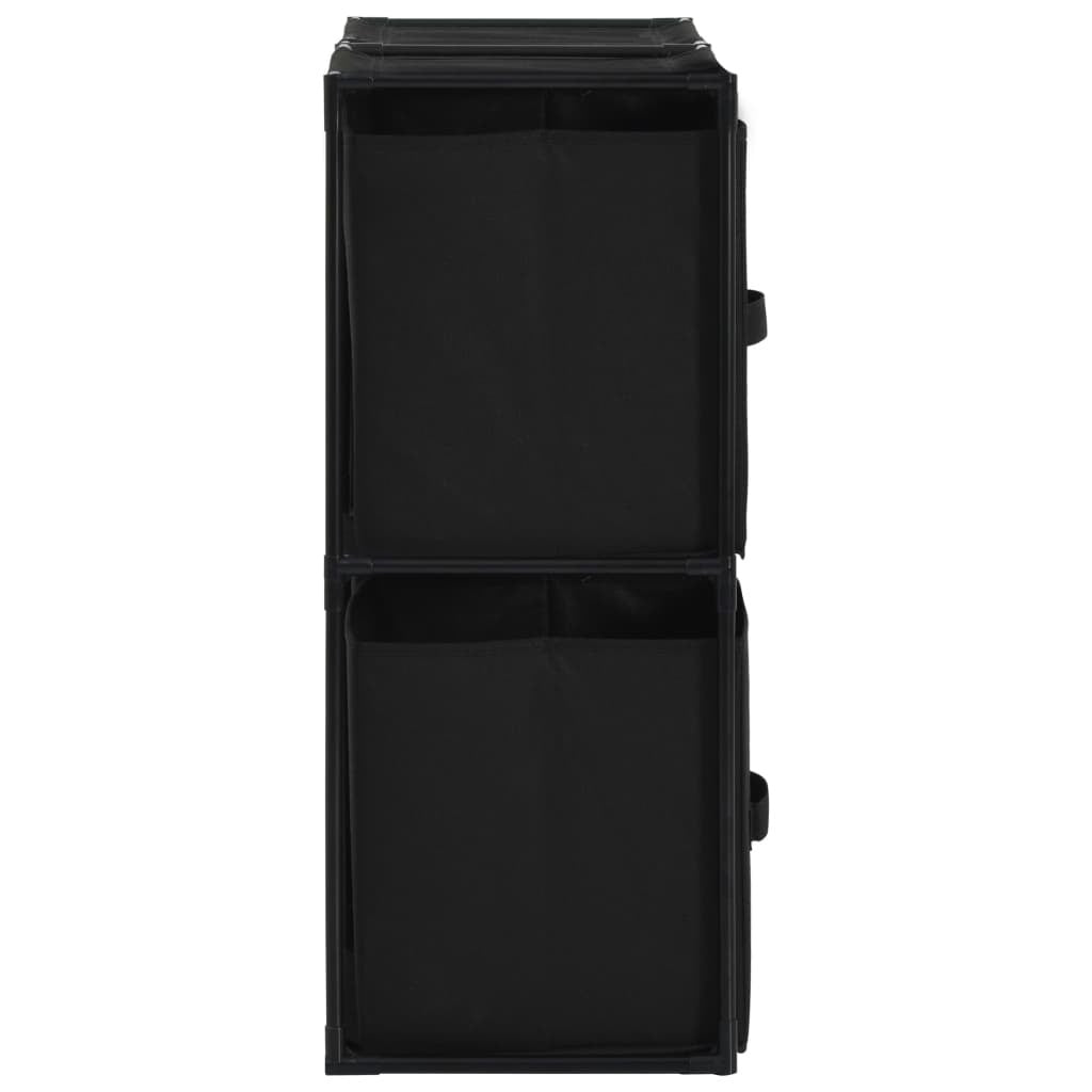 Storage Cabinet with 4 Fabric Baskets Black 24.8"x11.8"x28" Steel