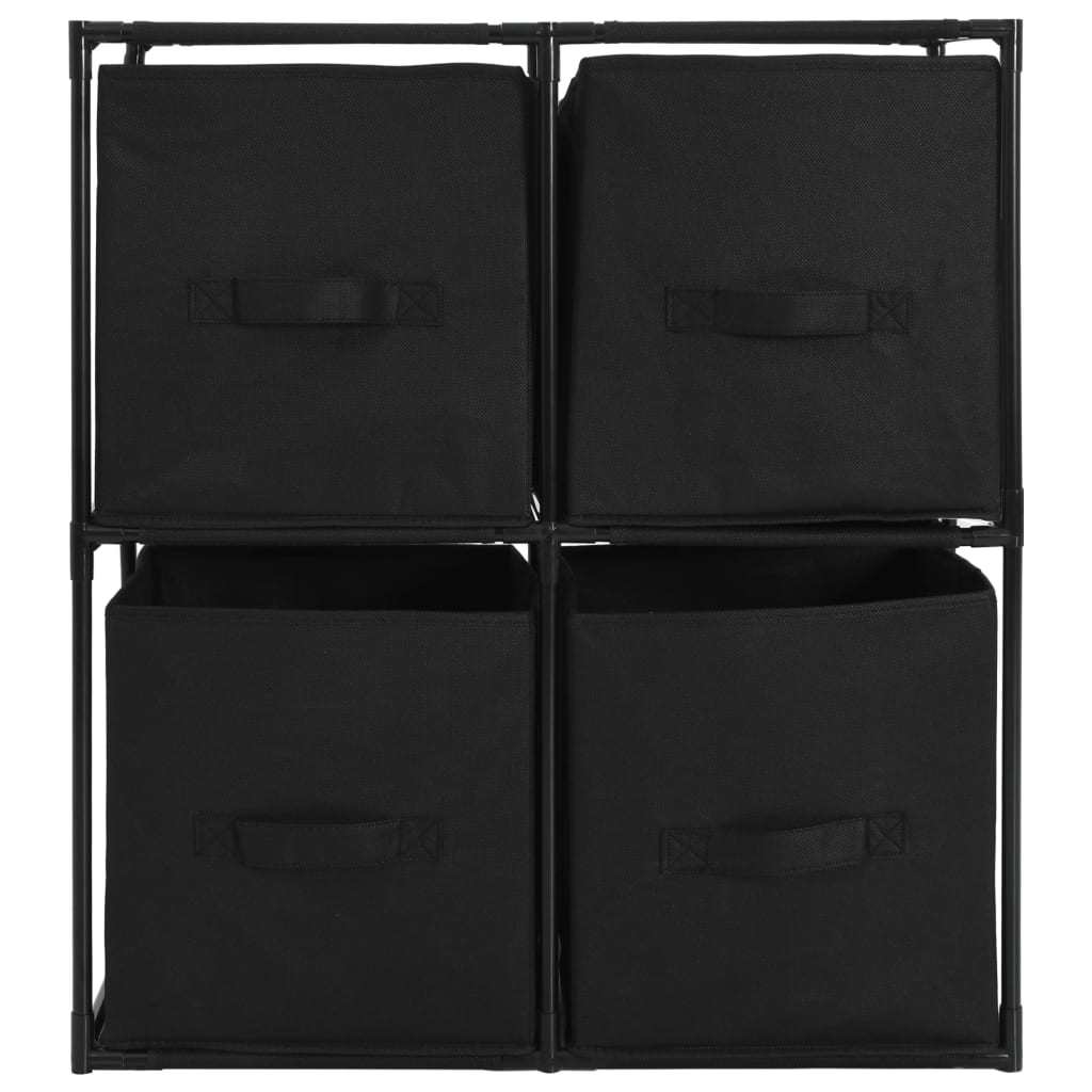Storage Cabinet with 4 Fabric Baskets Black 24.8"x11.8"x28" Steel