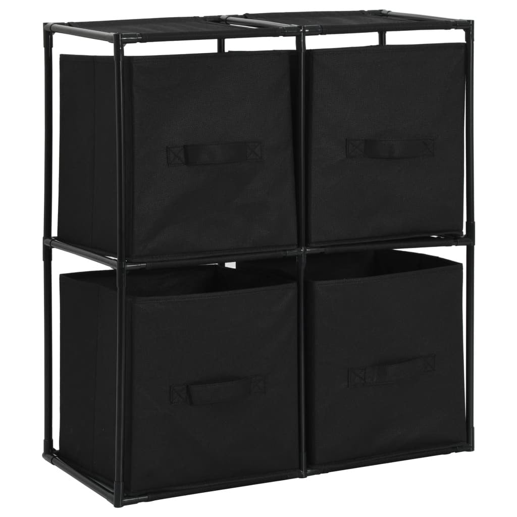 Storage Cabinet with 4 Fabric Baskets Black 24.8"x11.8"x28" Steel