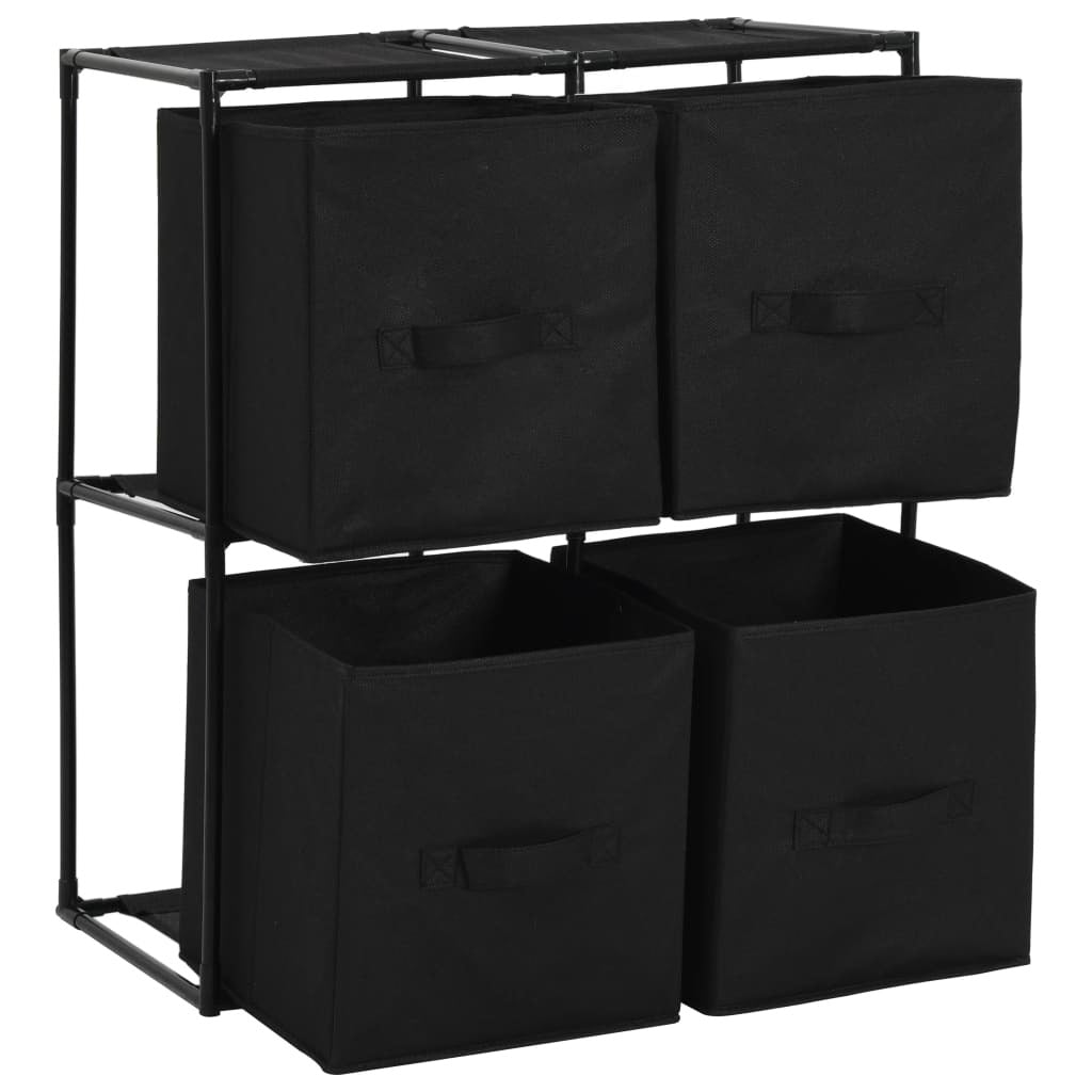 Storage Cabinet with 4 Fabric Baskets Black 24.8"x11.8"x28" Steel