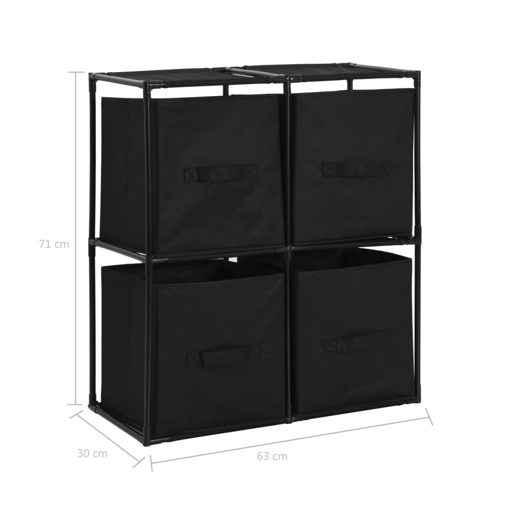 Storage Cabinet with 4 Fabric Baskets Black 24.8