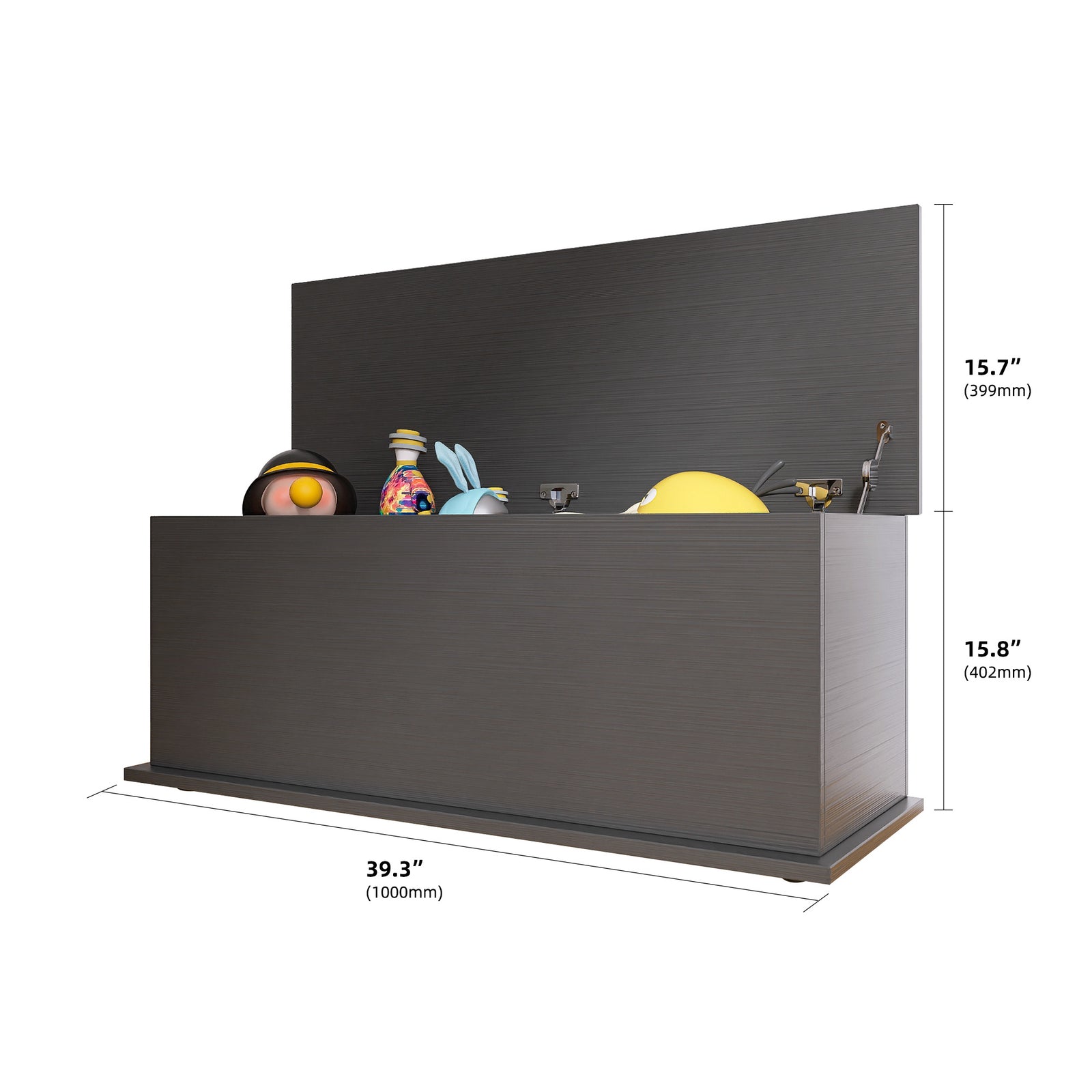 Storage Chest Trunk, Lift Top Wood Box for Entryway Bench Organizer Home Furniture, Black