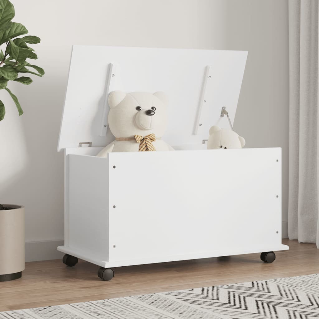 Storage Chest with Wheels ALTA White 28.7"x15.6"x17.3" Solid Wood Pine