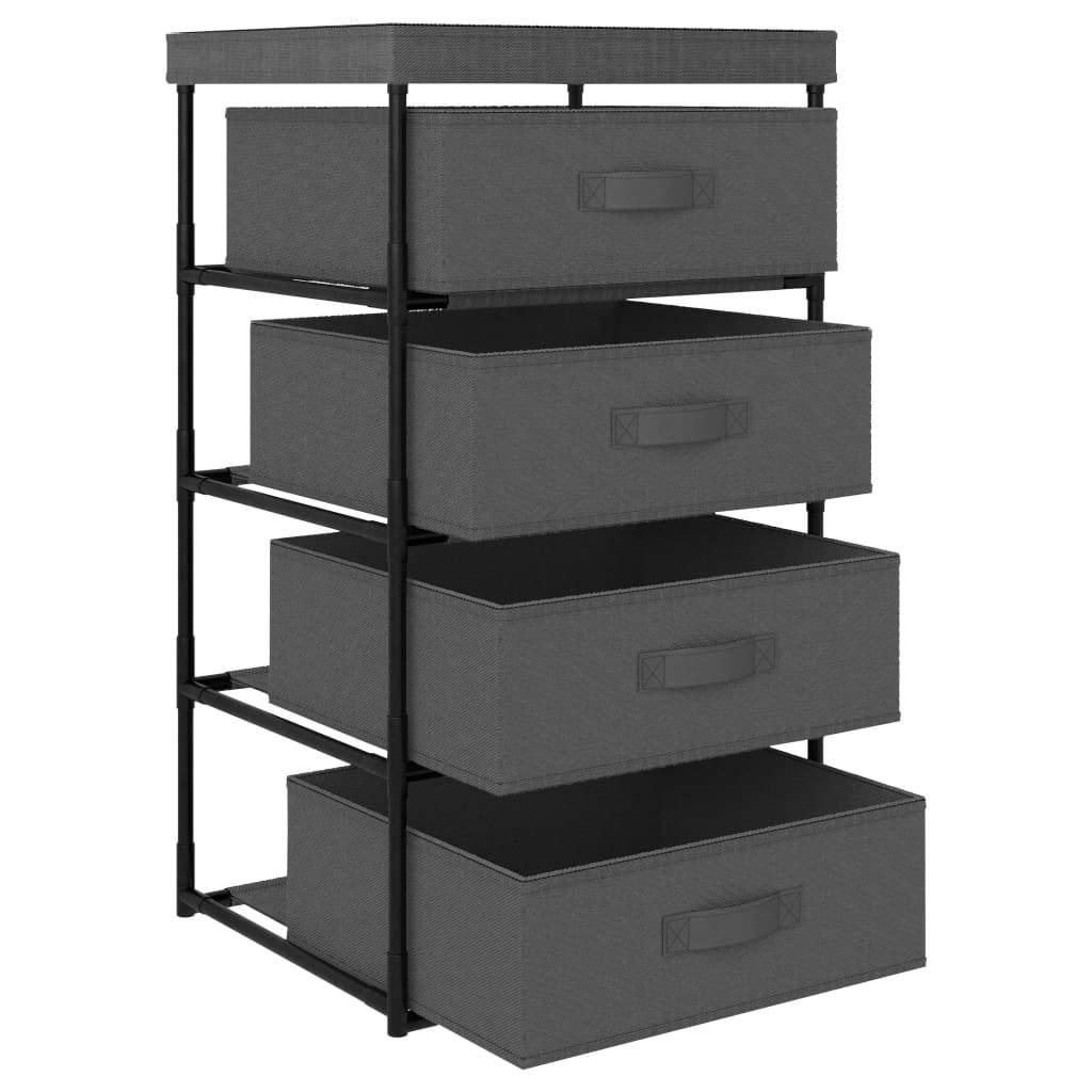 Storage Rack with 4 Fabric Baskets Steel Gray