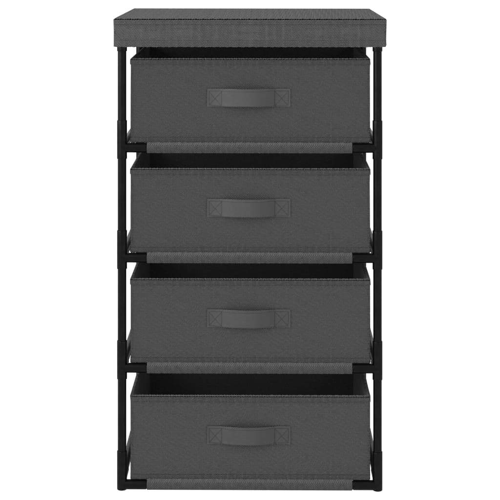 Storage Rack with 4 Fabric Baskets Steel Gray