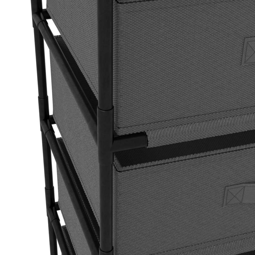 Storage Rack with 4 Fabric Baskets Steel Gray