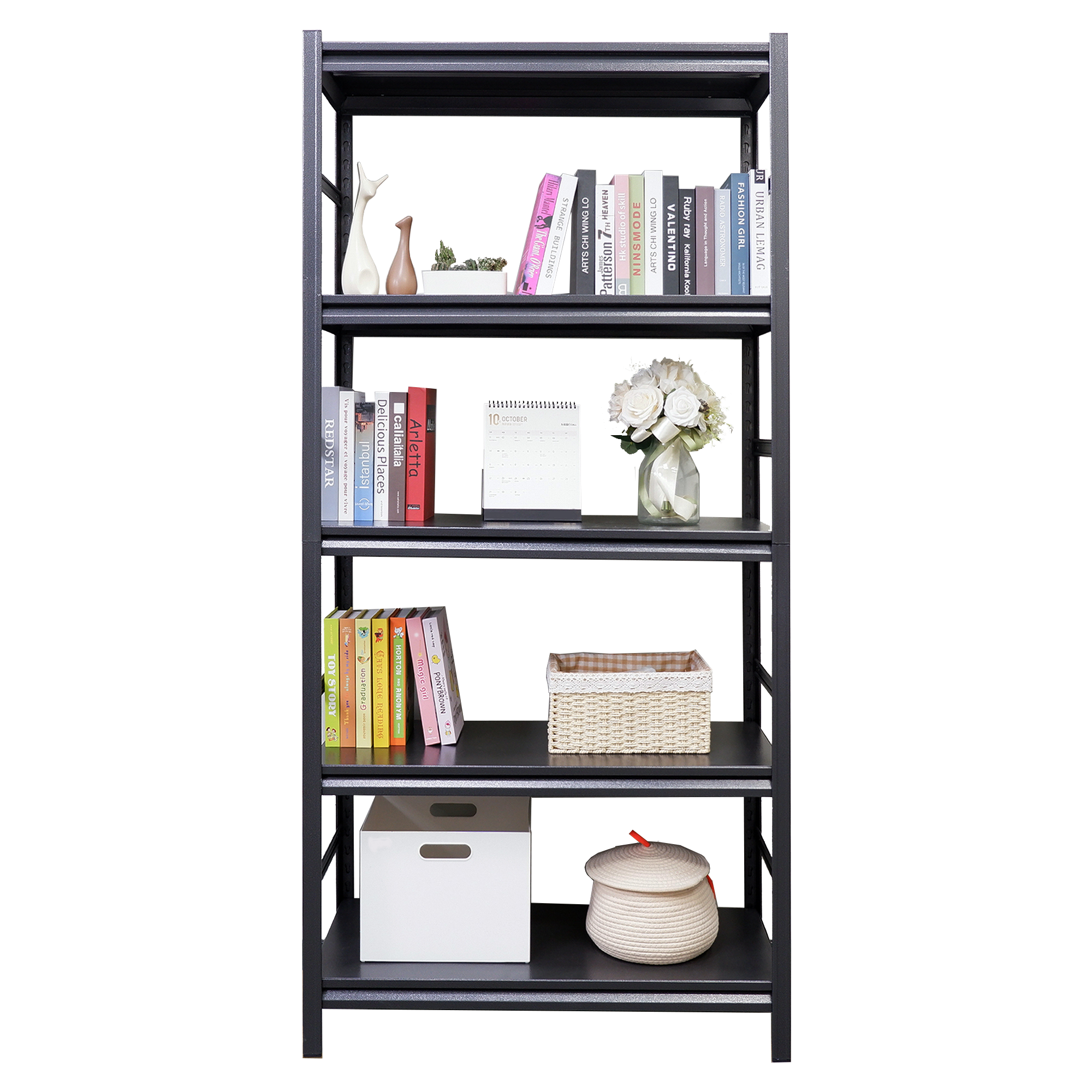 Storage Shelves 5 Tier Heavy Duty Metal Shelving Unit Adjustable Shelving Units and Storage Rack Kitchen Garage Shelf H72 * W35.4 * D15.7
