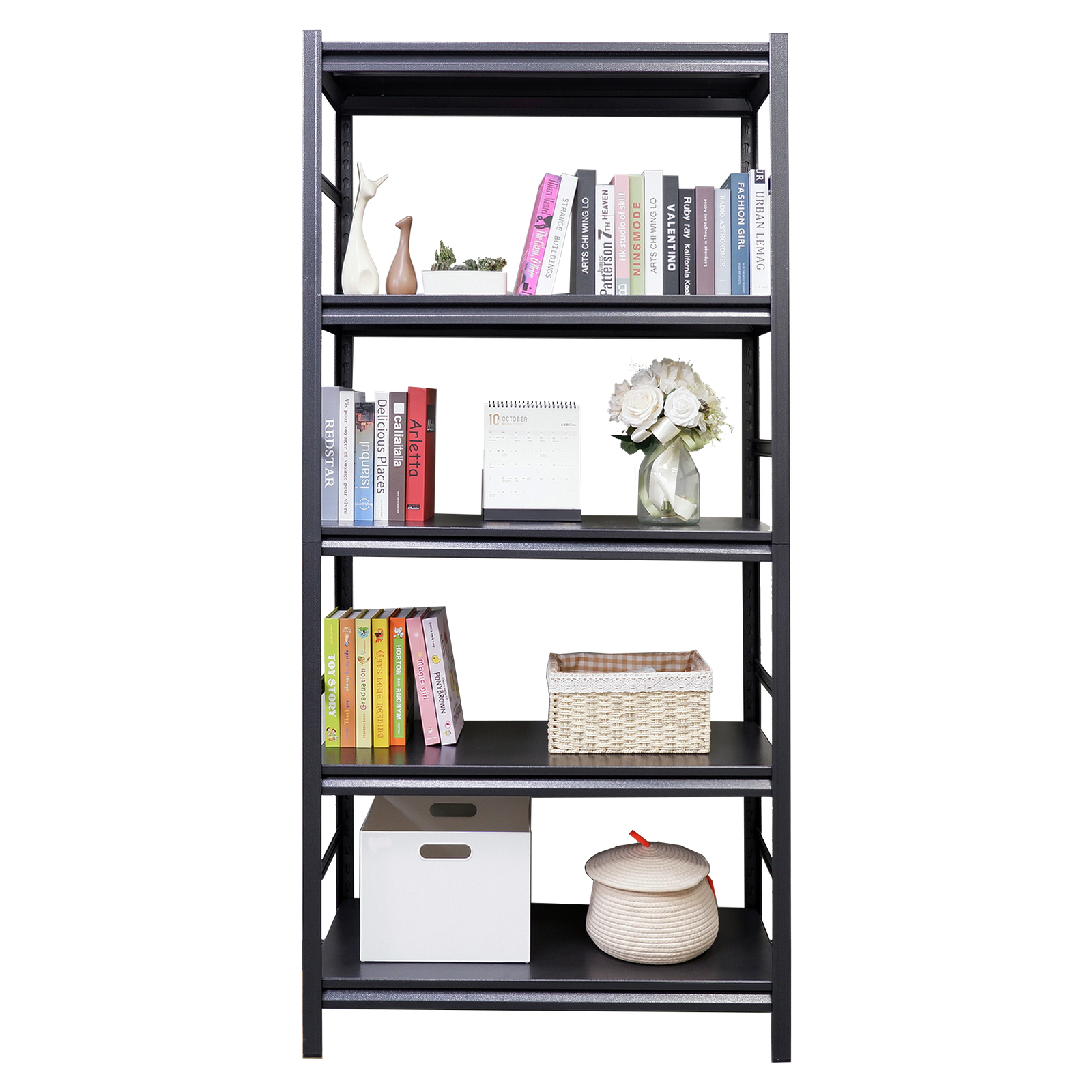 Storage Shelves 5 Tier Heavy Duty Metal Shelving Unit Adjustable Shelving Units and Storage Rack Kitchen Garage Shelf H72 * W35.4 * D15.7