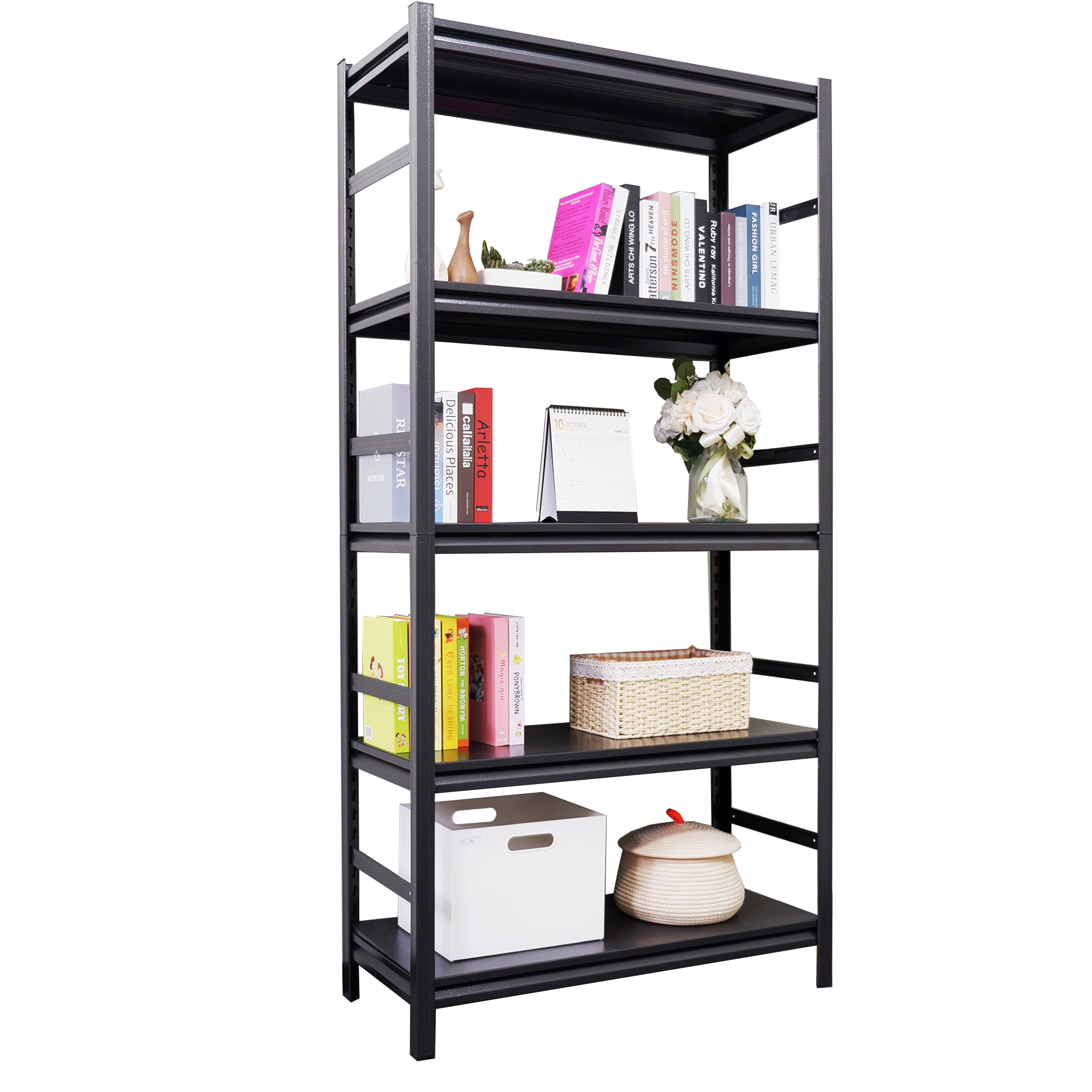 Storage Shelves 5 Tier Heavy Duty Metal Shelving Unit Adjustable Shelving Units and Storage Rack Kitchen Garage Shelf H72 * W35.4 * D15.7