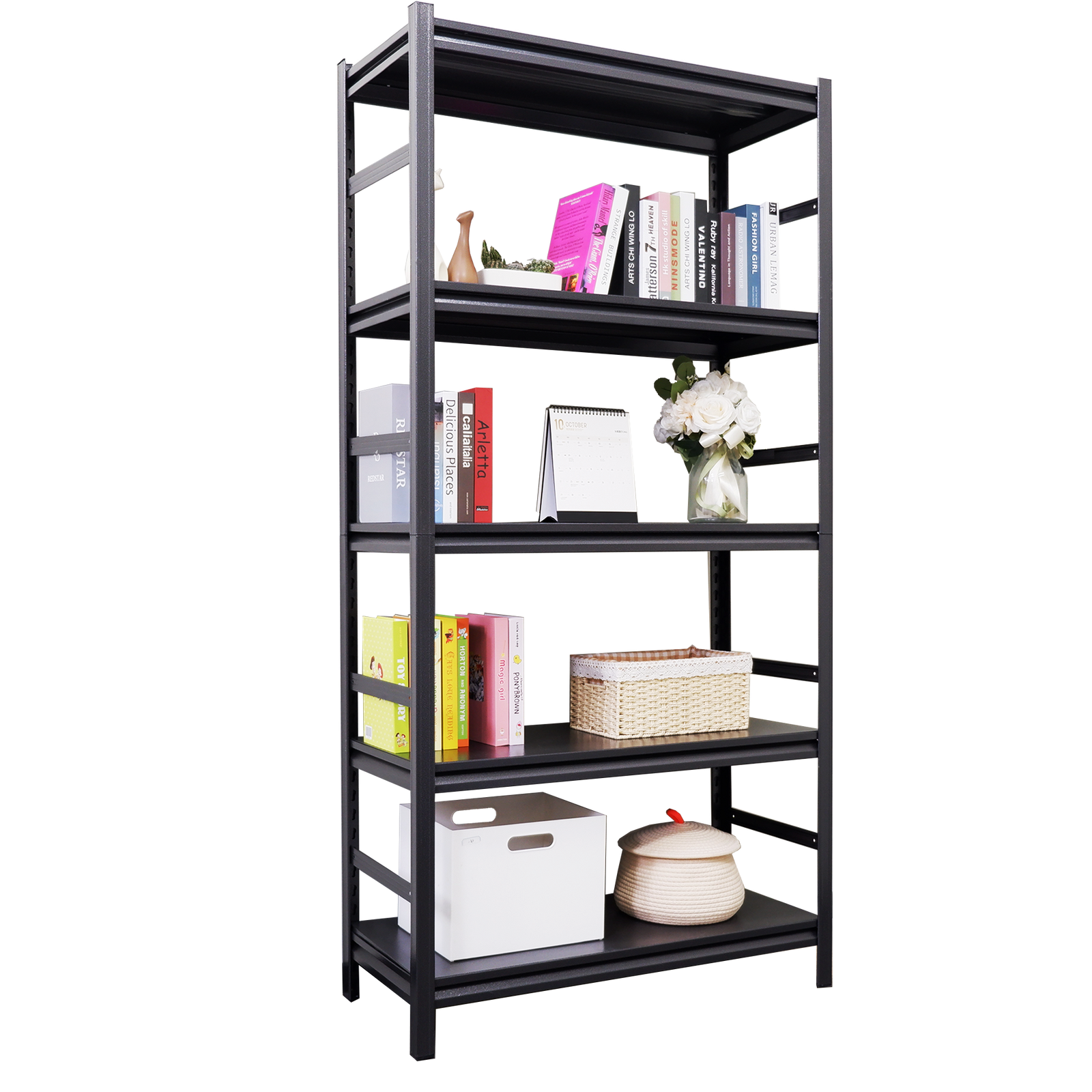 Storage Shelves 5 Tier Heavy Duty Metal Shelving Unit Adjustable Shelving Units and Storage Rack Kitchen Garage Shelf H72 * W35.4 * D15.7