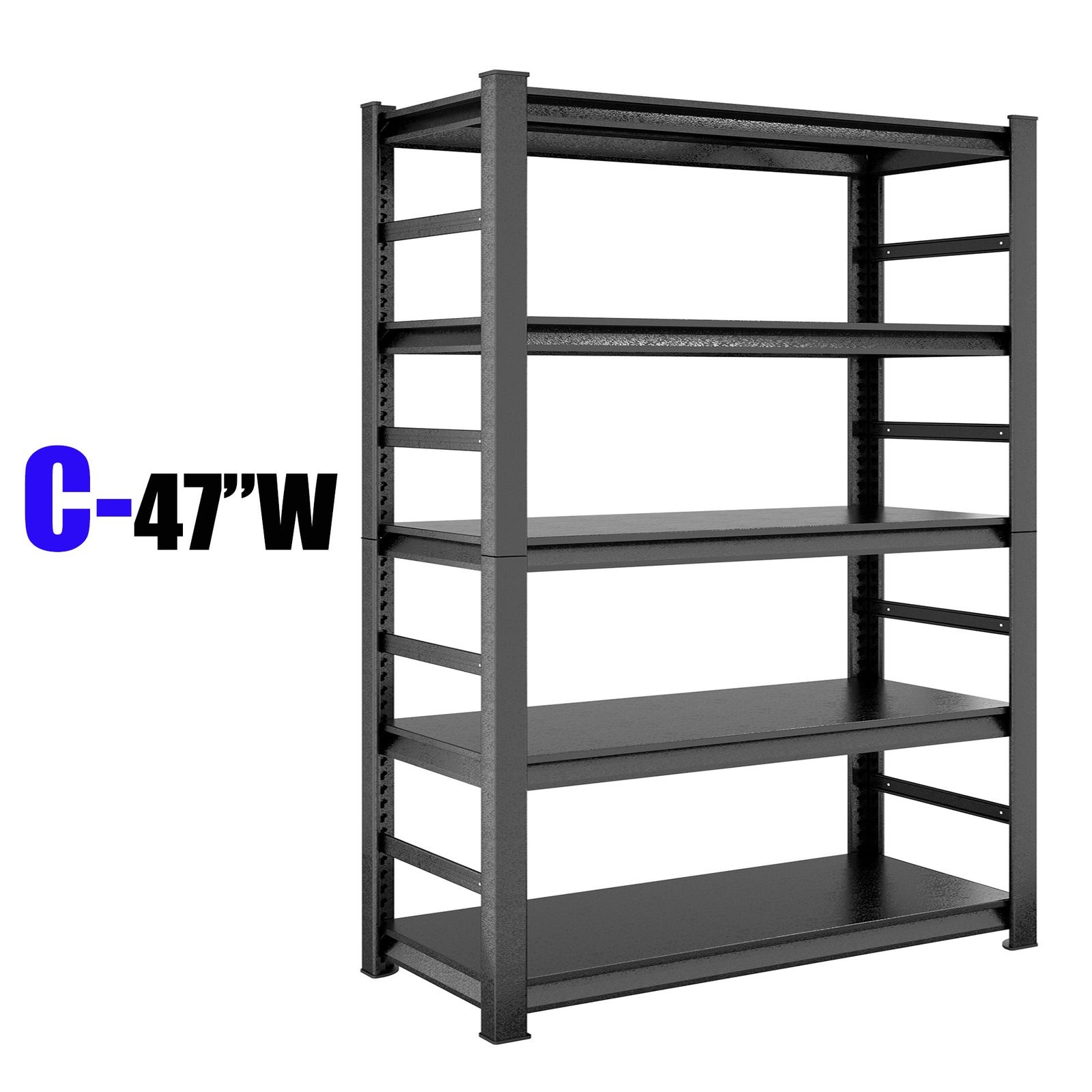 Storage Shelves 5 Tier Heavy Duty Metal Shelving Unit Adjustable Shelving Units and Storage Rack Kitchen Garage Shelf H72 * W47.2 * D23.6