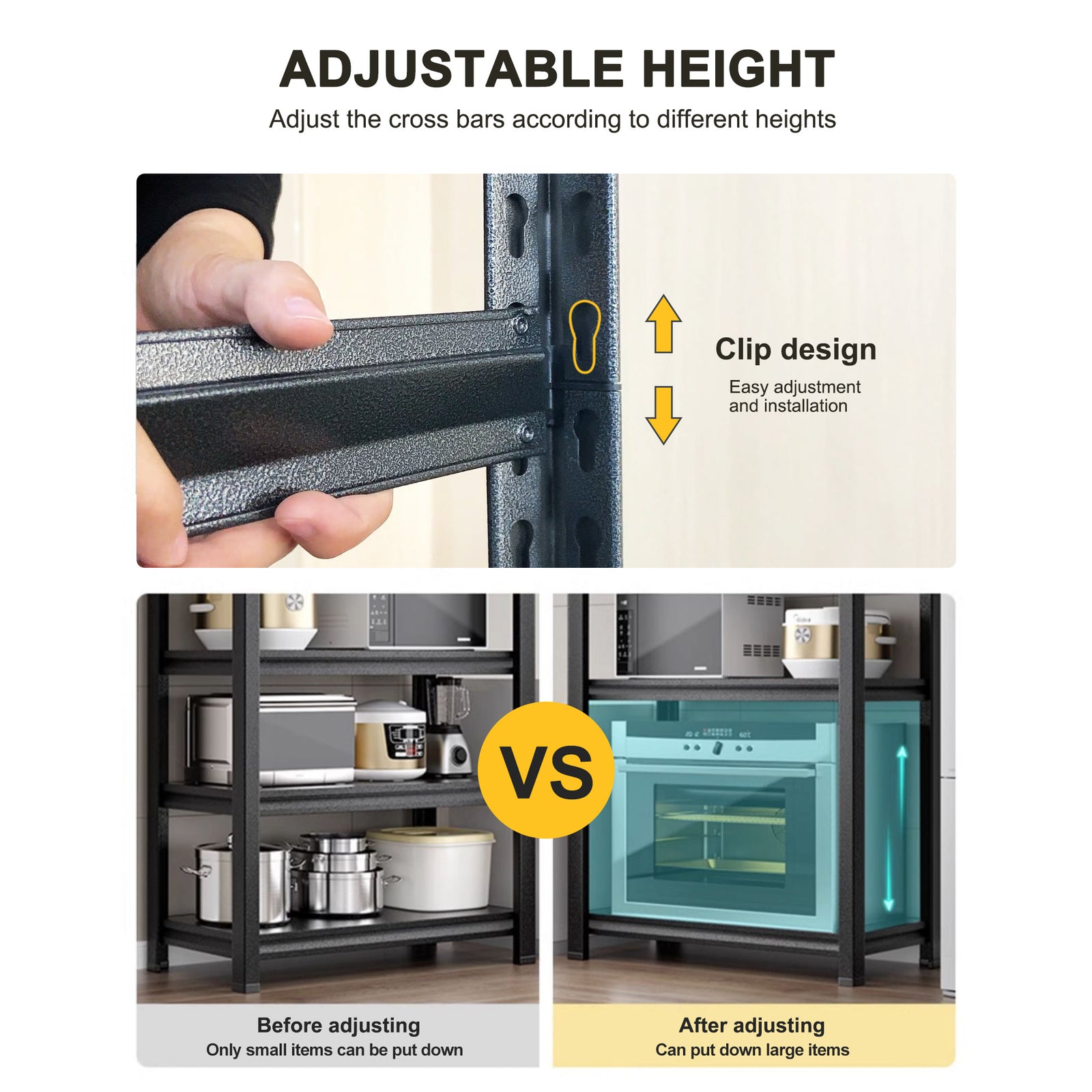 Storage Shelves 5 Tier Heavy Duty Metal Shelving Unit Adjustable Shelving Units and Storage Rack Kitchen Garage Shelf H78 * W47.2 * D18