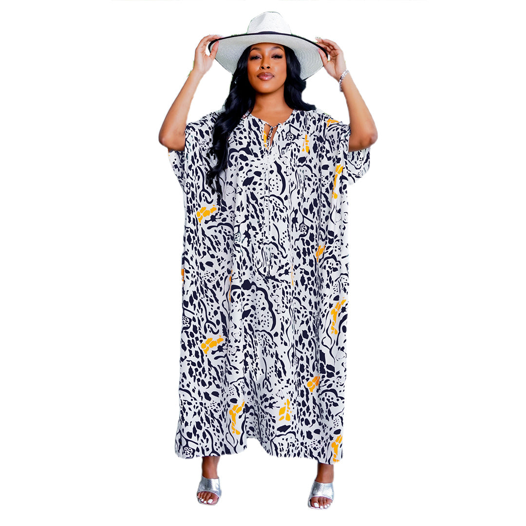 Stylish Leopard Print Oversized Irregular Long Dress