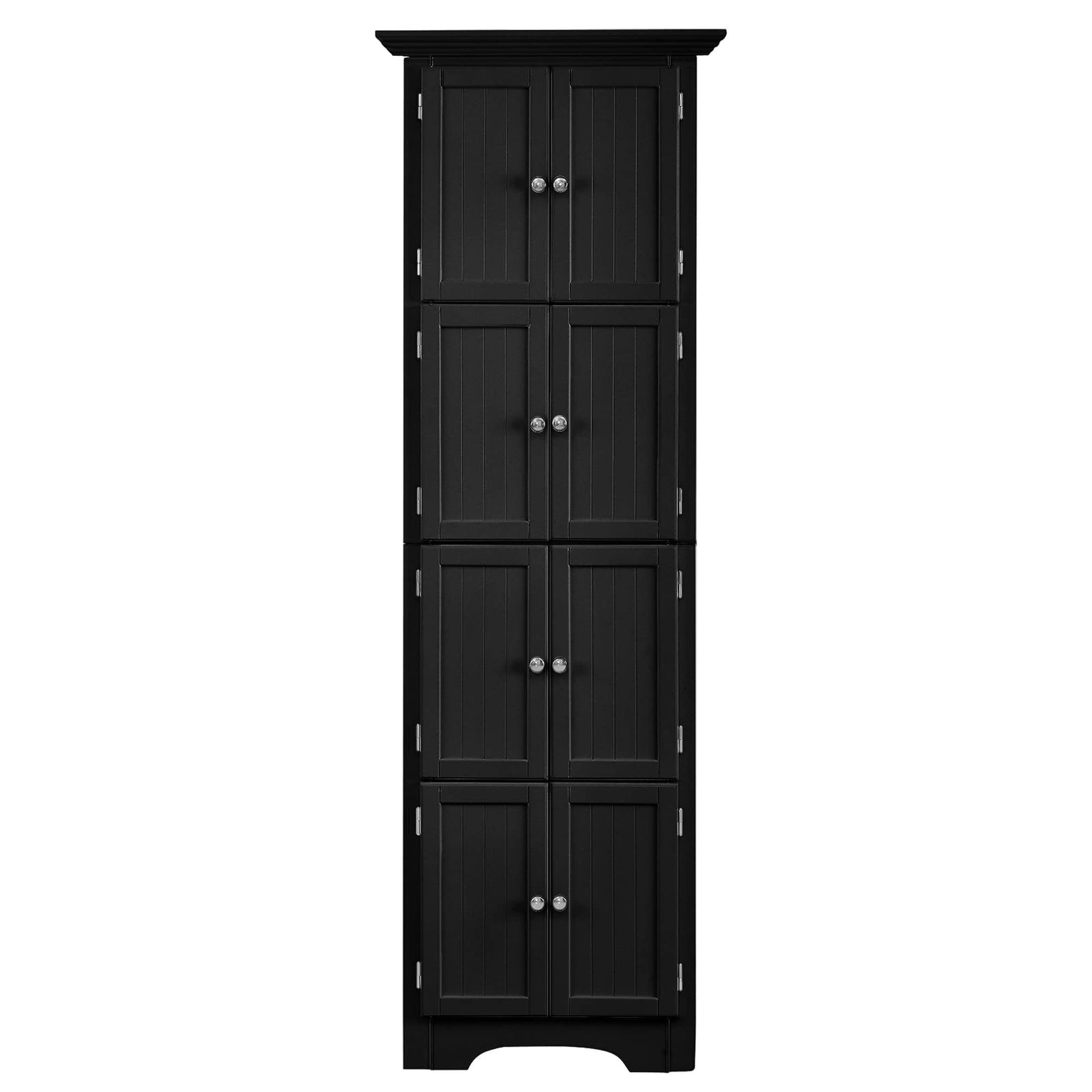 Tall Storage Cabinet with Doors and 4 Shelves for Living Room, Kitchen, Office, Bedroom, Bathroom, Modern, Black