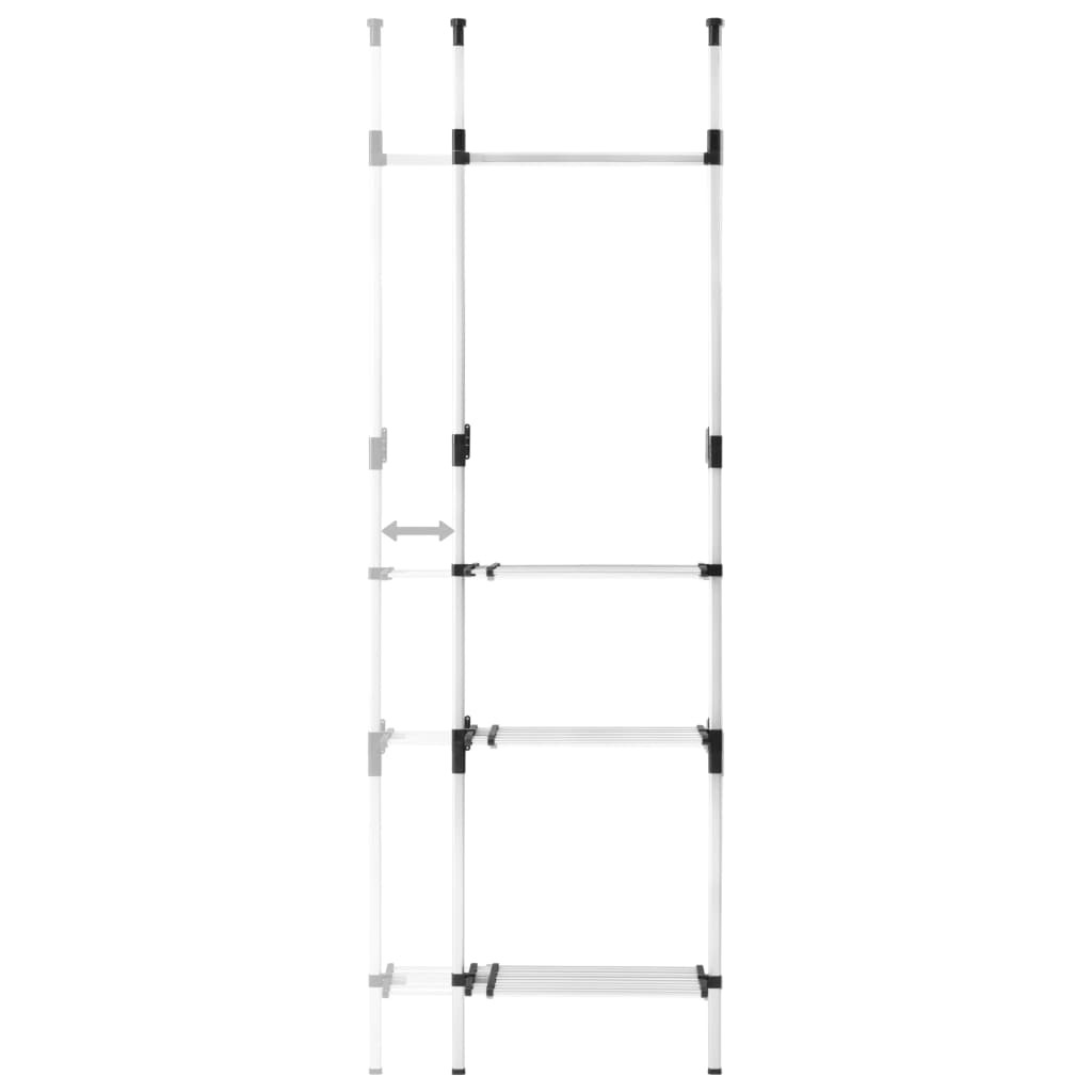 Telescopic Wardrobe System with Rods and Shelf Aluminum