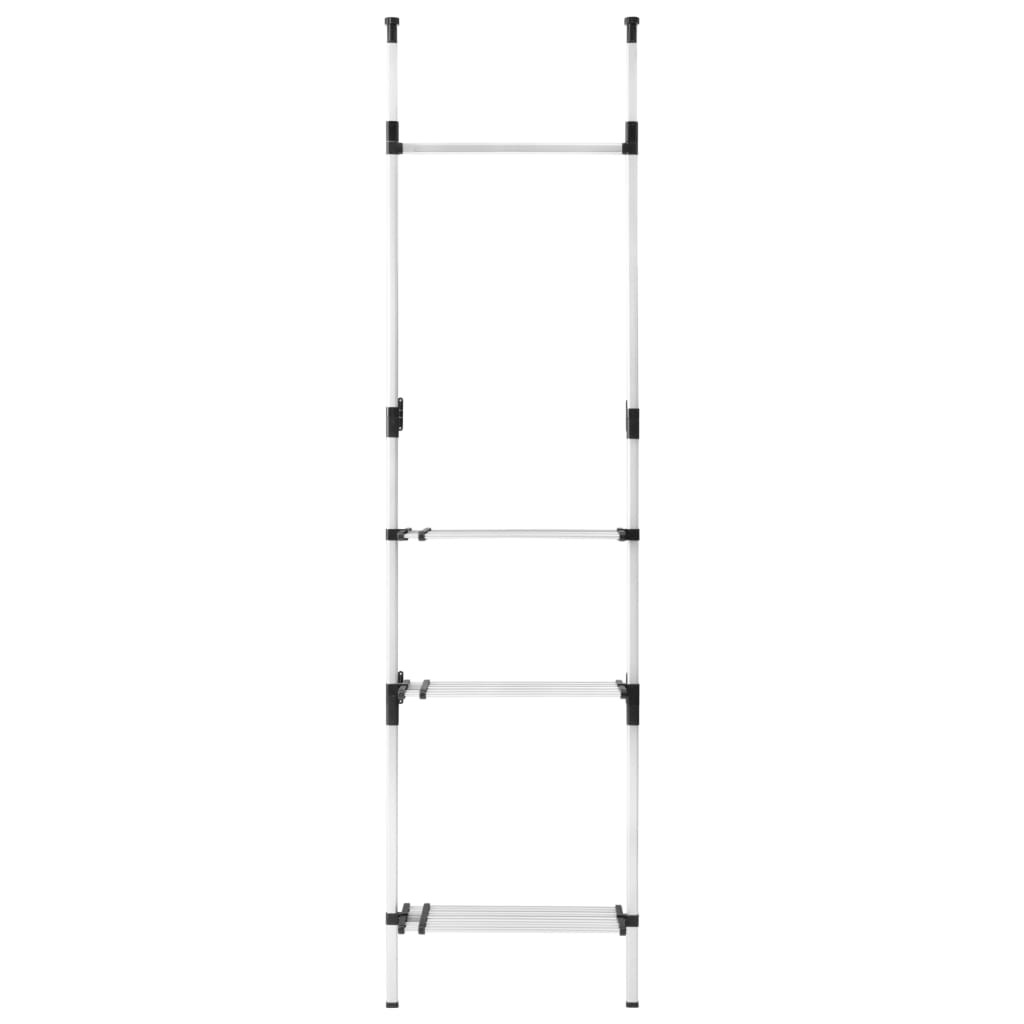 Telescopic Wardrobe System with Rods and Shelf Aluminum