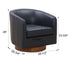 Tessa Midnight Blue Top Grain Leather Wood Base Swivel Chair