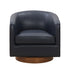 Tessa Midnight Blue Top Grain Leather Wood Base Swivel Chair