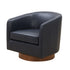 Tessa Midnight Blue Top Grain Leather Wood Base Swivel Chair
