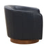 Tessa Midnight Blue Top Grain Leather Wood Base Swivel Chair