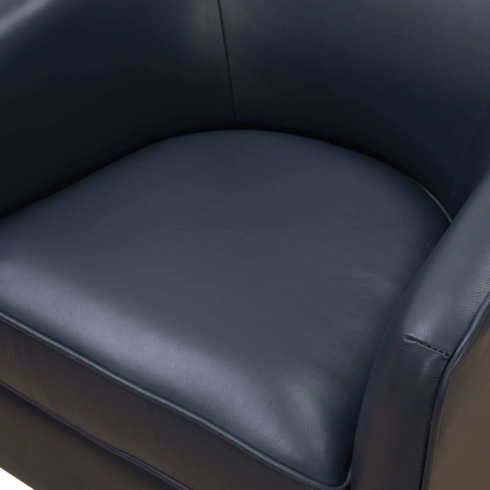 Tessa Midnight Blue Top Grain Leather Wood Base Swivel Chair