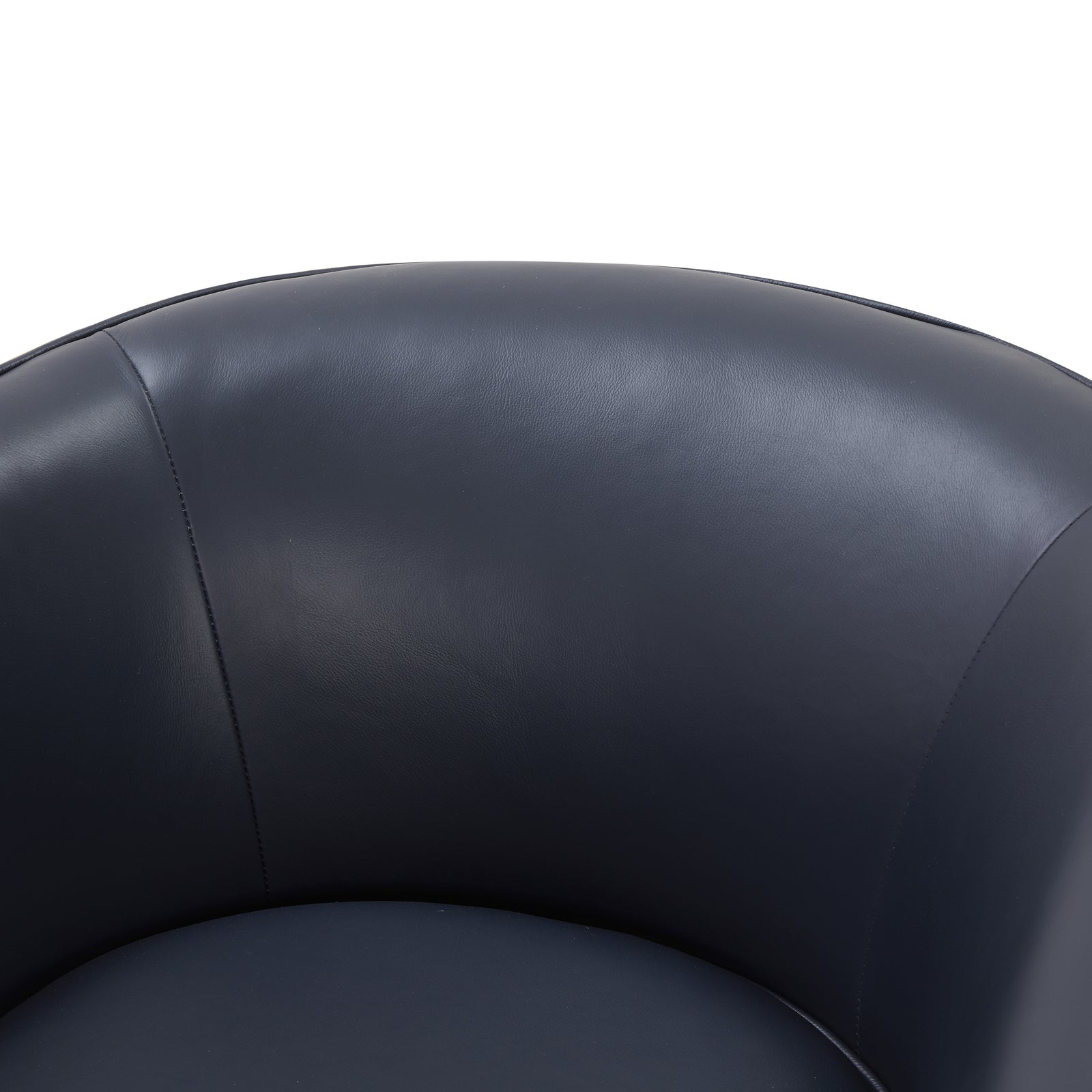 Tessa Midnight Blue Top Grain Leather Wood Base Swivel Chair