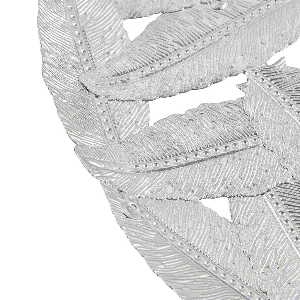 Textured Feather 3-piece Metal Disc Wall Decor Set