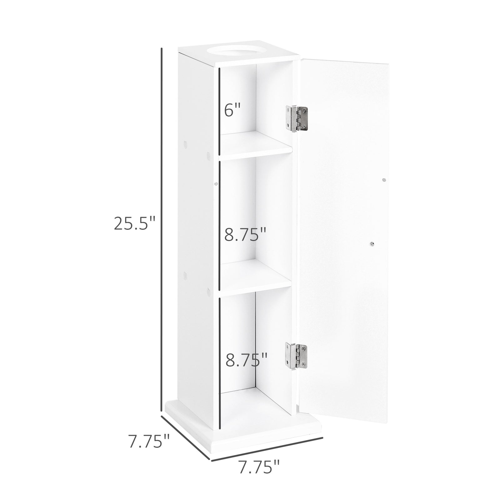 Toilet Paper Cabinet, Small Bathroom Corner Floor Cabinet with Doors and Shelves, Thin Storage Bathroom Organizer for Paper Shampoo, White