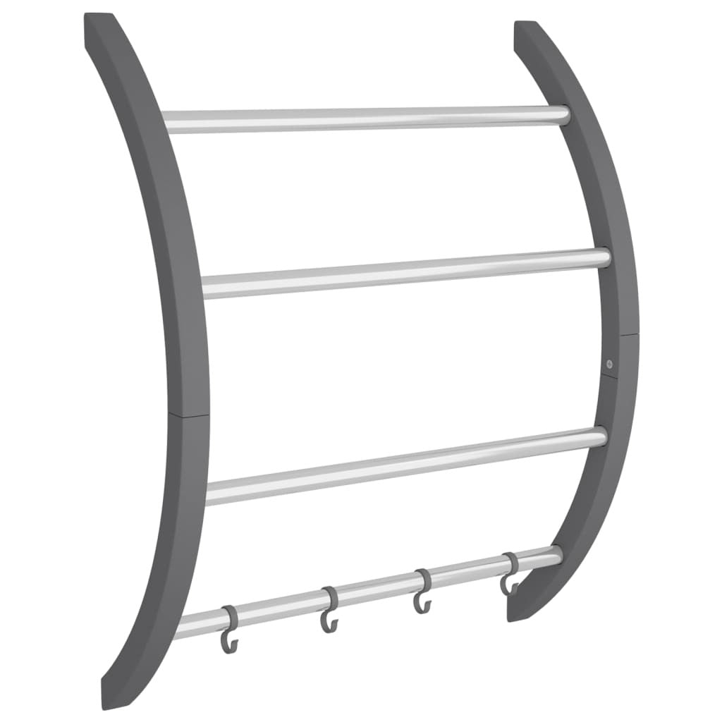Towel Rack with Hooks Silver 22