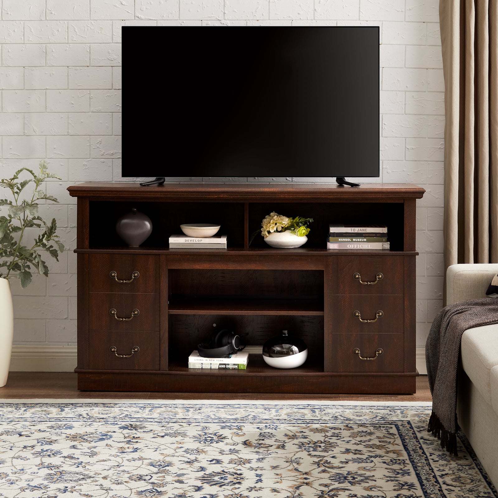 Traditional TV Media Stand Farmhouse Rustic Entertainment Console for TV Up to 65