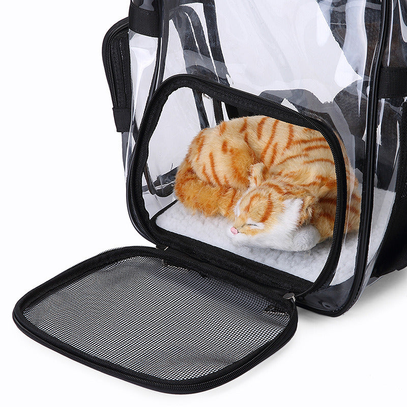 Transparent Pet Backpack Cat Backpack Carrier for Small Dog Kittens Breathable Mesh Window Travel Carrier Bag Weight up To 10lbs for Puppy Kitty Travel - WoodPoly.com