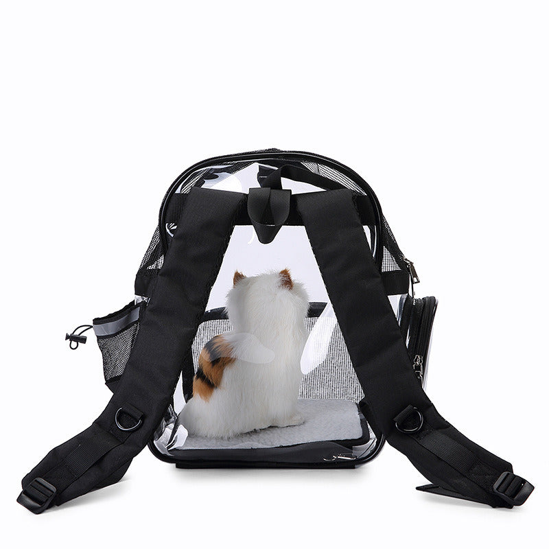 Transparent Pet Backpack Cat Backpack Carrier for Small Dog Kittens Breathable Mesh Window Travel Carrier Bag Weight up To 10lbs for Puppy Kitty Travel - WoodPoly.com