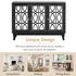 TREXM Sideboard with Glass Doors, 3 Door Mirrored Buffet Cabinet with Silver Handle for Living Room, Hallway, Dining Room (Black)