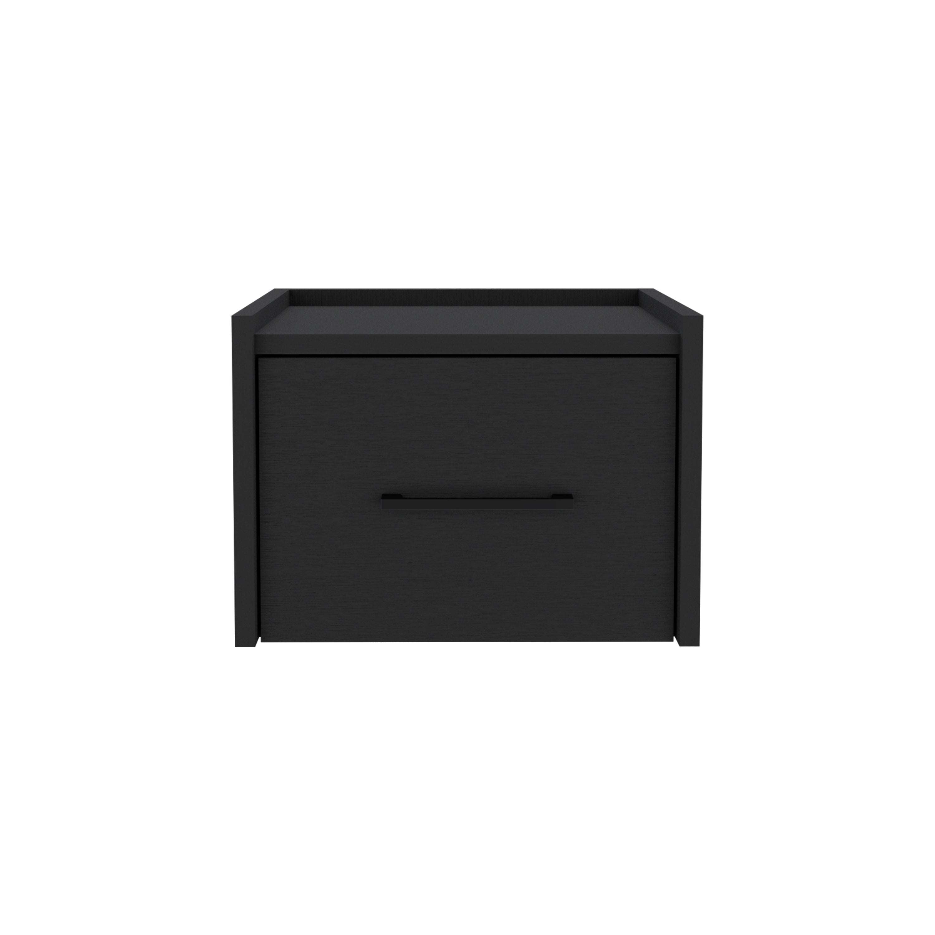 TUHOME Boa Floating Nightstand, Wall-Mounted Single Drawer Design with Handle- Black - Bedroom