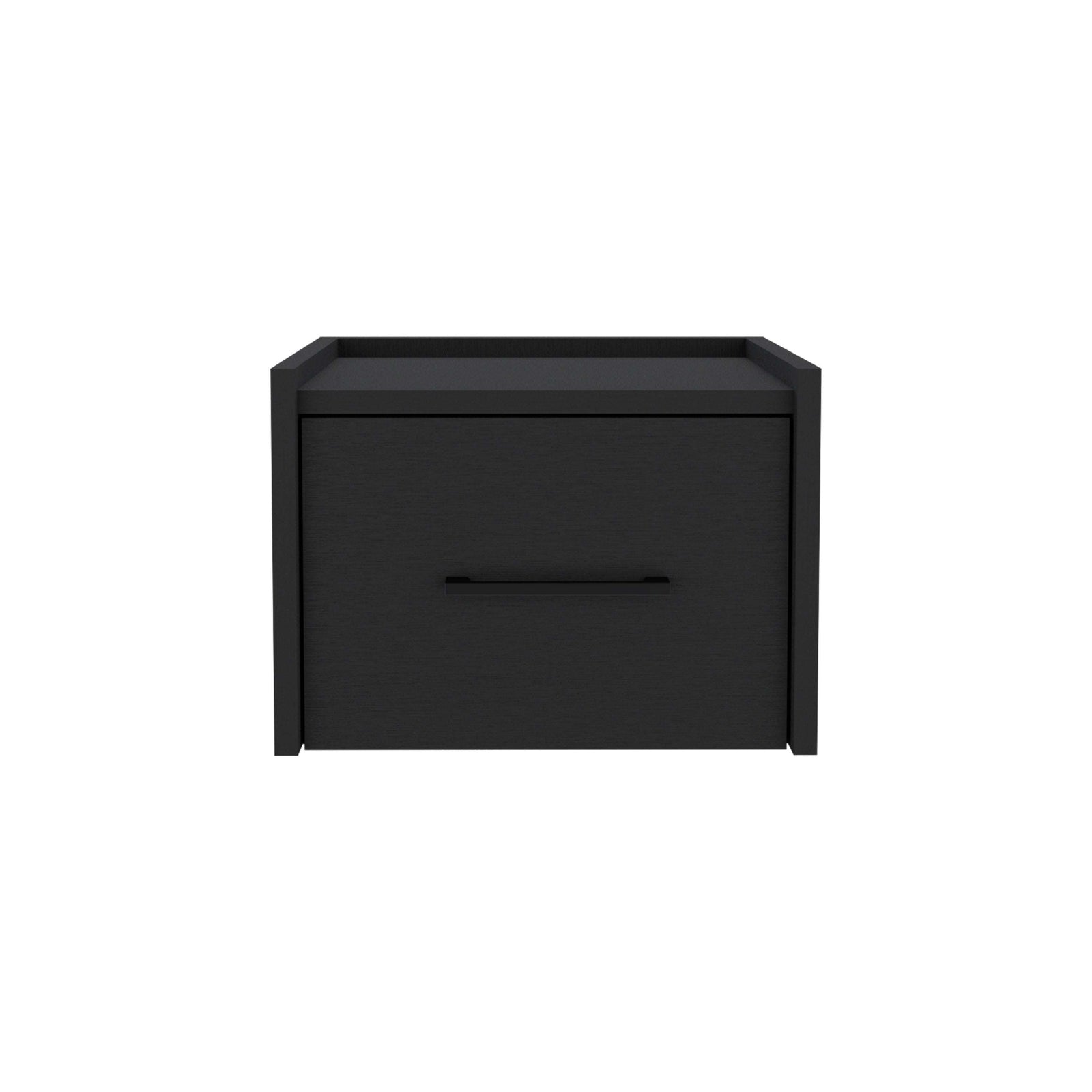 TUHOME Boa Floating Nightstand, Wall-Mounted Single Drawer Design with Handle- Black - Bedroom