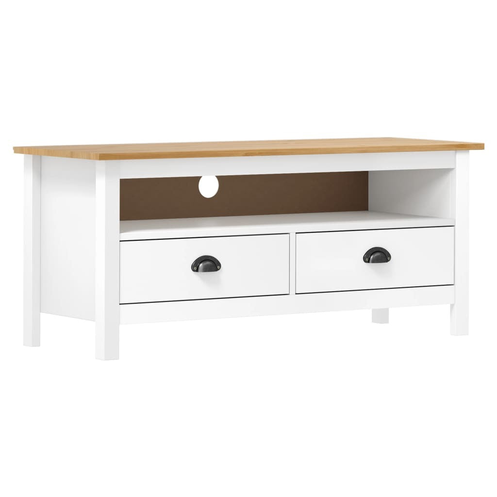 TV Stand Hill White 43.3"x15.7"x18.5" Solid Pine Wood