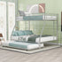 Twin over Full Bed with Sturdy Steel Frame, Bunk Bed with Twin Size Trundle, Two-Side Ladders, Silver(OLD SKU:MF194424AAN)