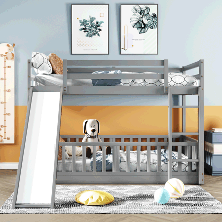 Twin Over Twin Bunk Bed with Slide and Ladder