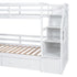 Twin over Twin Bunk Bed with Storage Staircase, Slide and Drawers, Desk with Drawers and Shelves, White(Expected Arrival Time: 1.17)