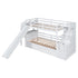 Twin over Twin Bunk Bed with Storage Staircase, Slide and Drawers, Desk with Drawers and Shelves, White(Expected Arrival Time: 1.17)