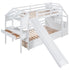 Twin over Twin Bunk Bed with Storage Staircase, Slide and Drawers, Desk with Drawers and Shelves, White(Expected Arrival Time: 1.17)