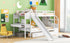 Twin over Twin Bunk Bed with Storage Staircase, Slide and Drawers, Desk with Drawers and Shelves, White(Expected Arrival Time: 1.17)