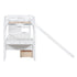 Twin over Twin Bunk Bed with Storage Staircase, Slide and Drawers, Desk with Drawers and Shelves, White(Expected Arrival Time: 1.17)