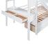 Twin over Twin Bunk Bed with Storage Staircase, Slide and Drawers, Desk with Drawers and Shelves, White(Expected Arrival Time: 1.17)