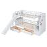 Twin over Twin Bunk Bed with Storage Staircase, Slide and Drawers, Desk with Drawers and Shelves, White(Expected Arrival Time: 1.17)