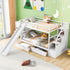 Twin over Twin Bunk Bed with Storage Staircase, Slide and Drawers, Desk with Drawers and Shelves, White(Expected Arrival Time: 1.17)