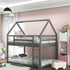 Twin over Twin Low Bunk Bed, House Bed with Ladder , Gray(OLD SKU:WF197808AAE)
