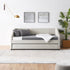 Twin Size Daybed with Trundle Upholstered Tufted Sofa Bed, Linen Fabric, Beige (82.5"x42.5"x34")