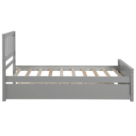 Twin size Platform Bed with Trundle; Gray